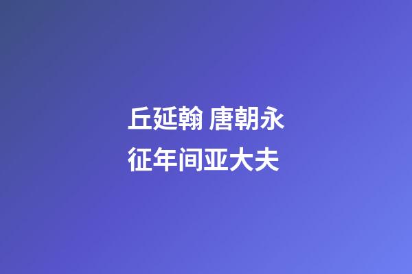 丘延翰 唐朝永征年间亚大夫